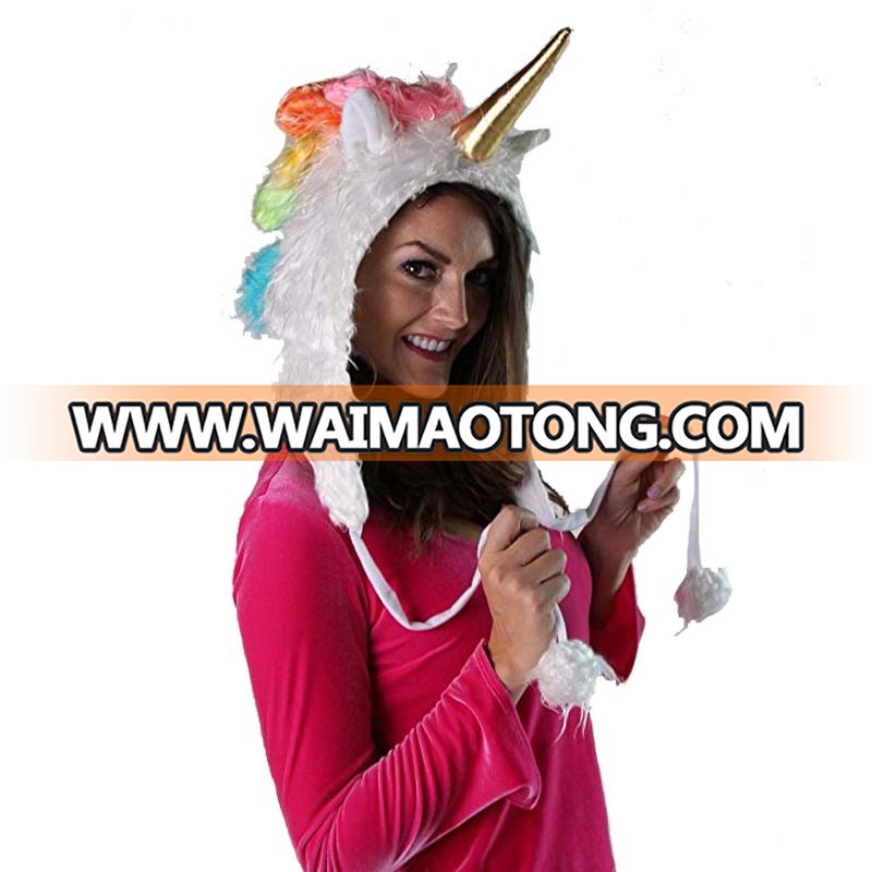 High Quality Wholesale Plush Soft Fuzzy Unicorn Adult Halloween Party Hat